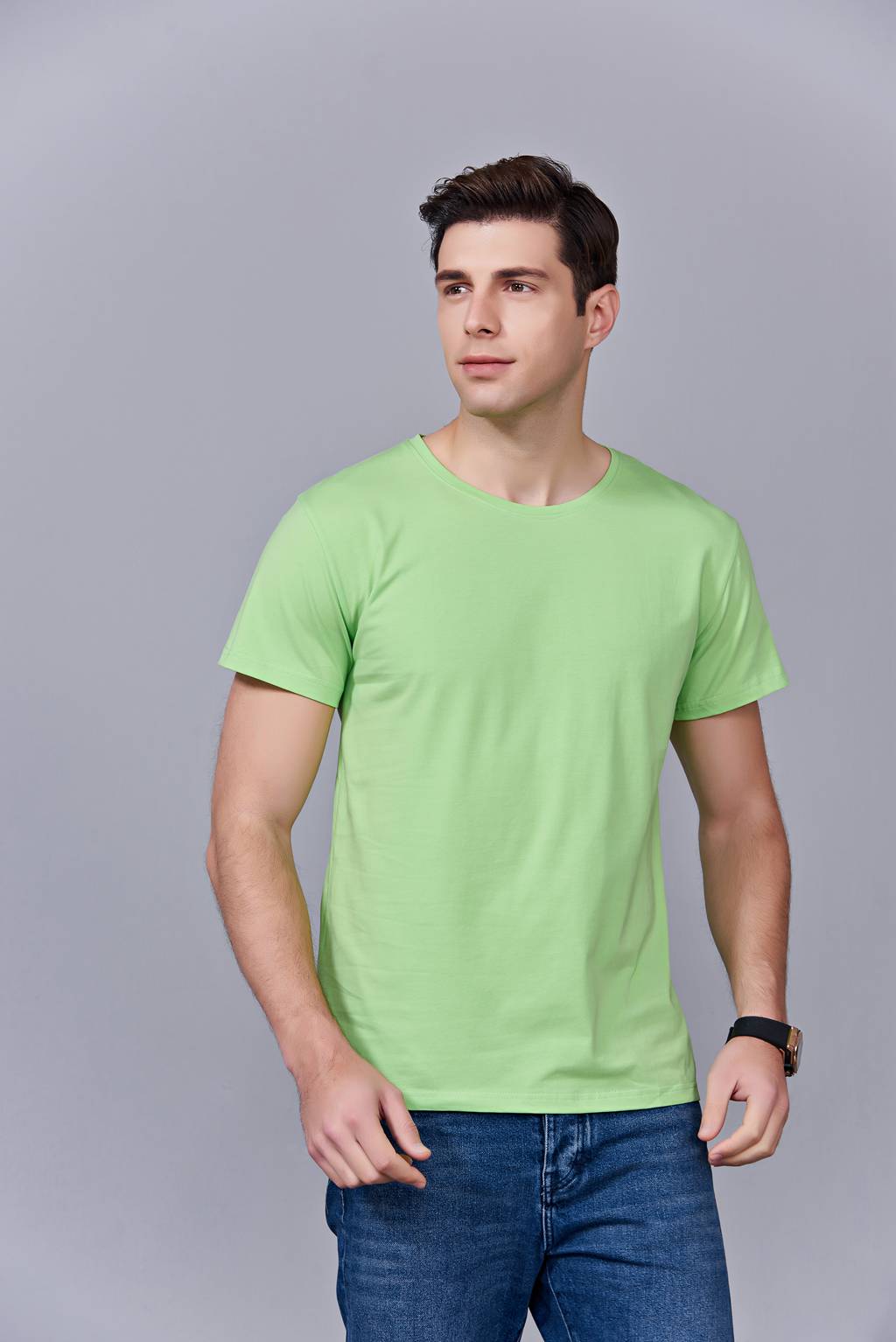 洋氣百搭親子裝 半袖顯瘦 速干圓領文化衫 春夏新品 果綠色