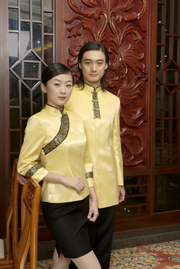 工服定制 高端酒店工服男女士 黃色長袖酒店工服