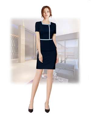 職業(yè)裝定制  時(shí)尚職業(yè)裝女士短袖套裙  黑色套裙時(shí)尚職業(yè)裝